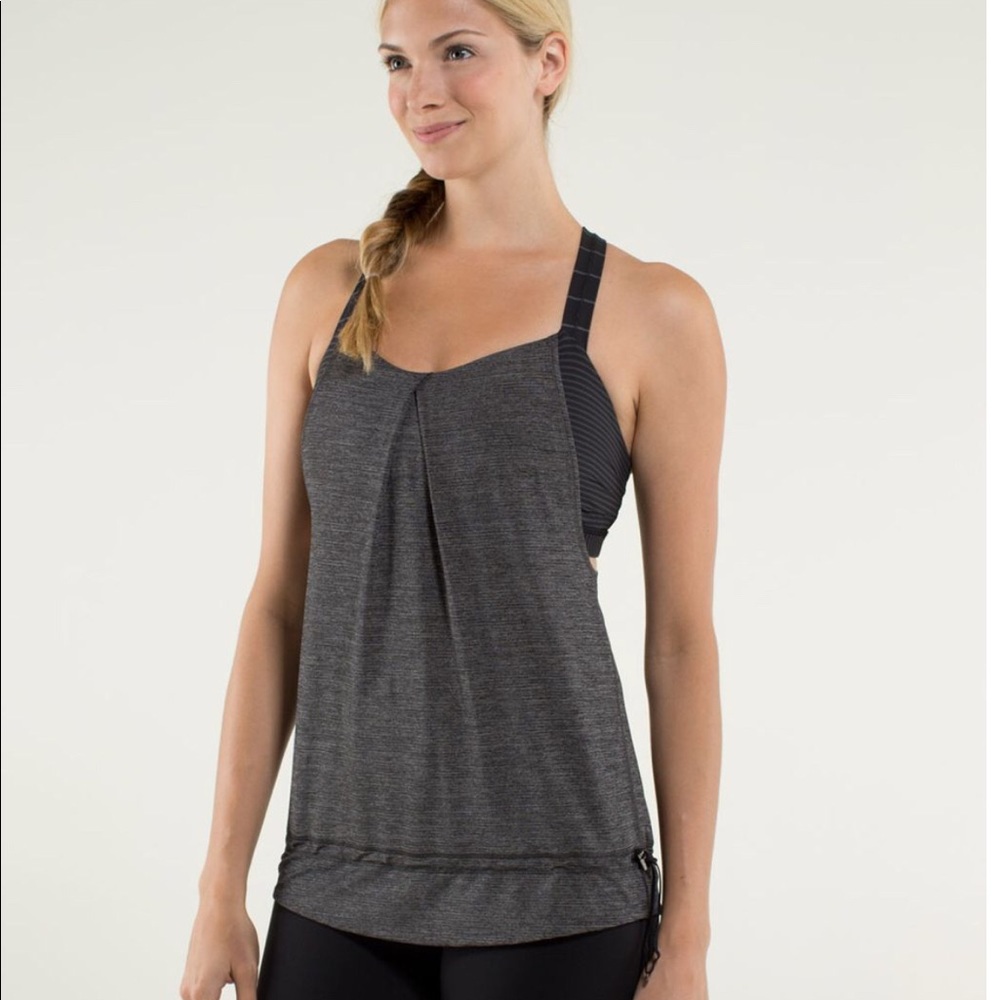 Lululemon Rest Less Tank/Heathered Black NWOT Sz 4